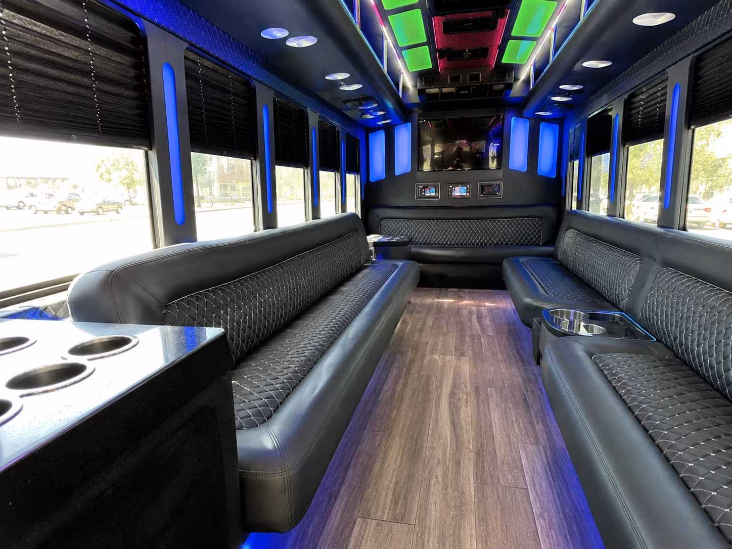 waco 15 passenger party bus inside