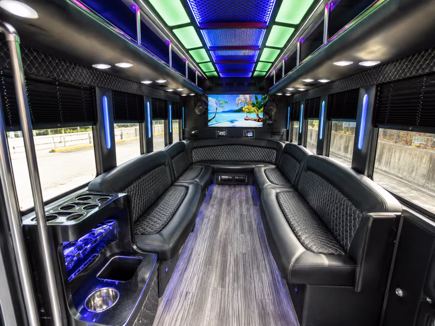 waco 18 passenger party bus inside