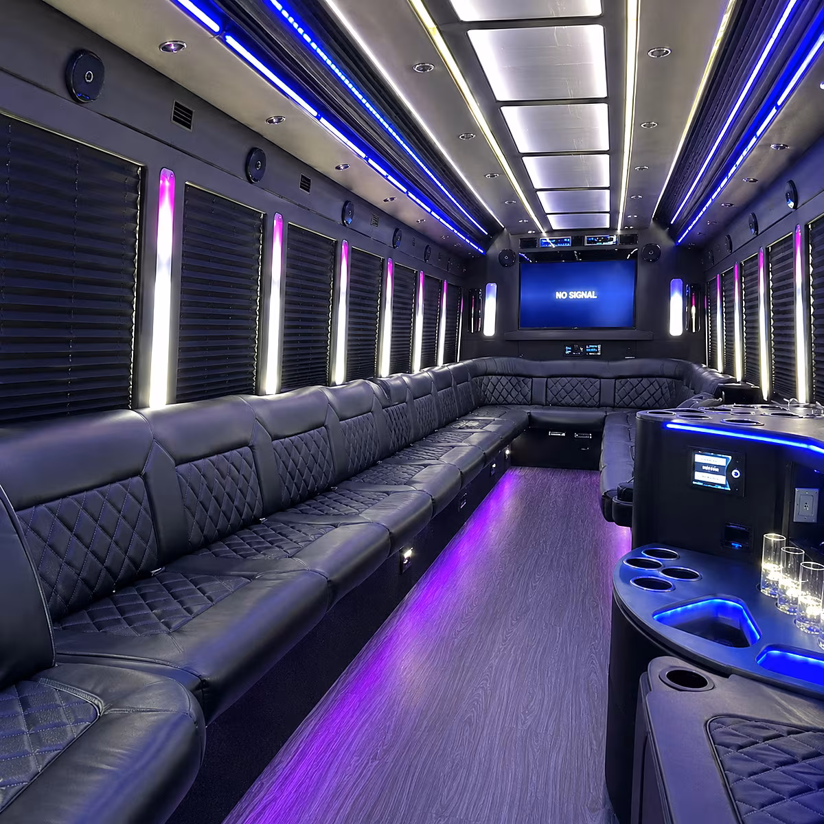 waco 30 passenger party bus inside