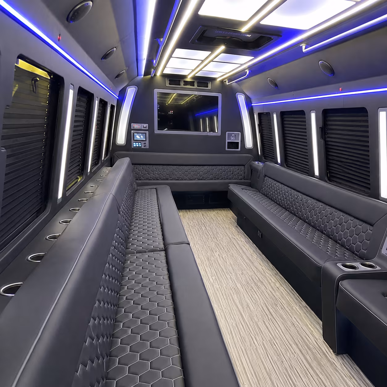 waco 40 passenger party bus inside